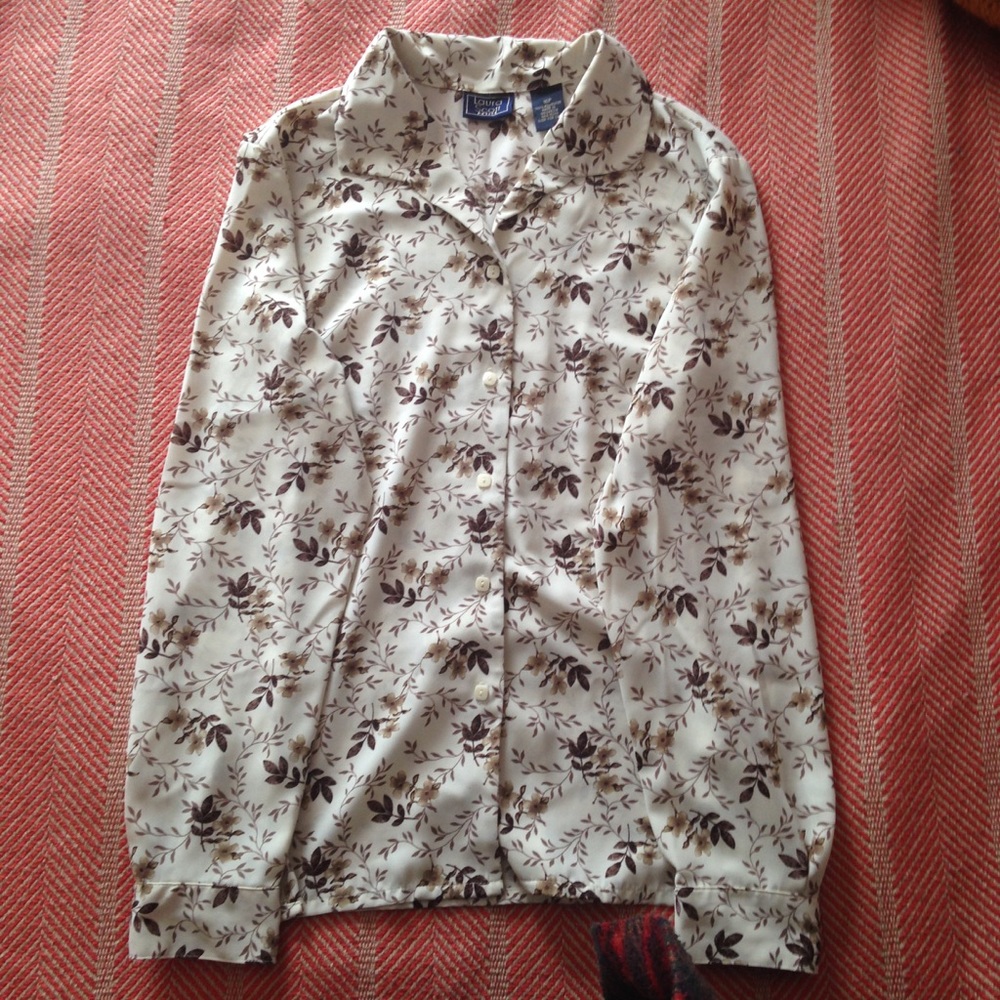 Laura Scott Petite Floral and Leaf Print Blouse